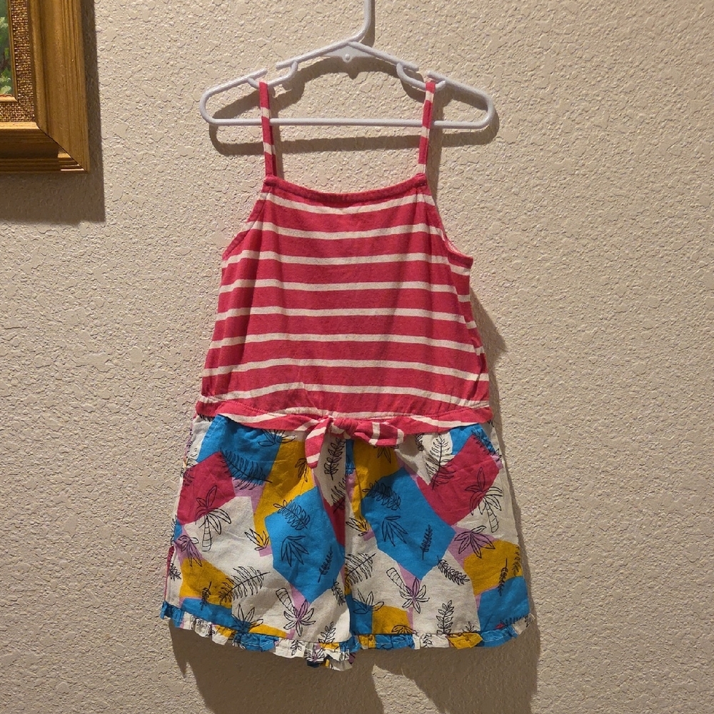 Striped Pink and Multicolor Kids Romper